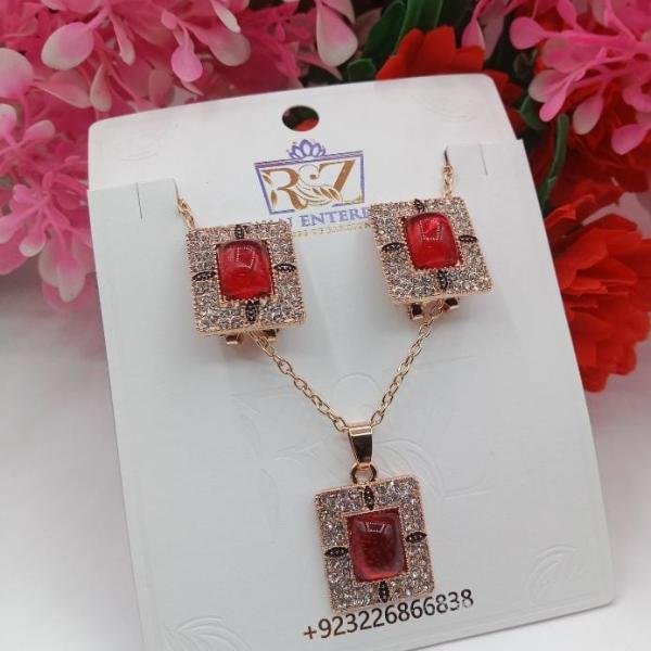 Square Stone Pendent Set